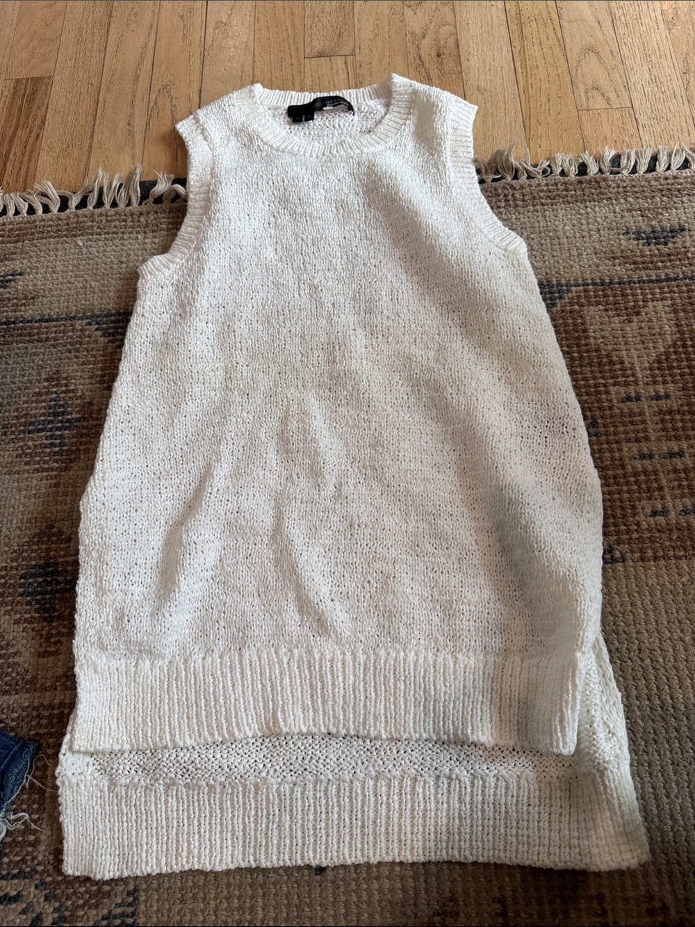360 Sweater Cream Knit Sleeveless Tunic